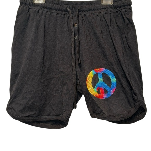 Bioworld Other - Bioworld Black Athletic Shorts with Colorful Peace Sign